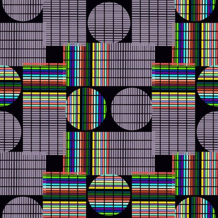 Circles and rectangles on a dark background. Seamless.のイラスト素材