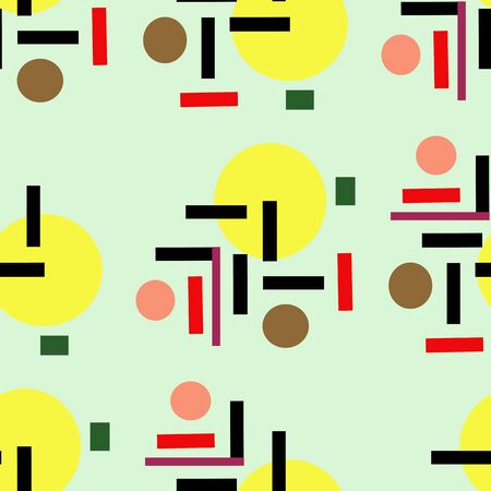 Abstract background with yellow circle and black and red stripes.Seamless.のイラスト素材