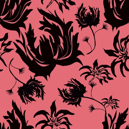 Romantic seamless pattern of delicate flowers on a pink background.のイラスト素材