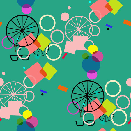 Abstract pattern of geometric shapes on a green background.のイラスト素材