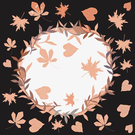 Vector illustration of branches and leaves on a dark background.のイラスト素材
