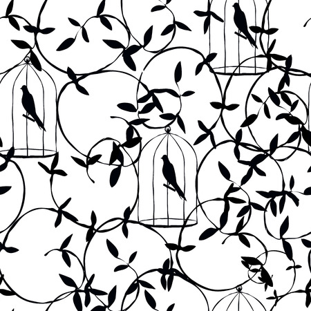 Birds and cells on a white background.のイラスト素材