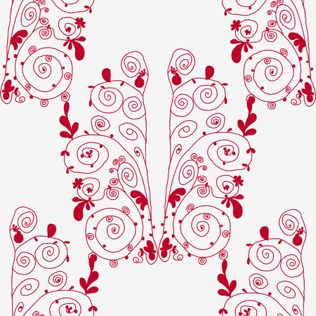 Red and white pattern in folk style. Seamless.のイラスト素材