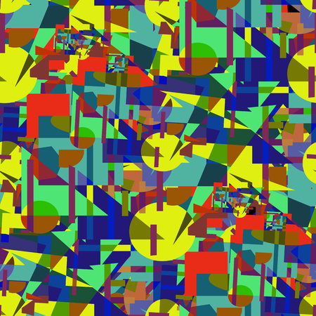 Geometric background of colored randomly distributed elements. Seamless.のイラスト素材