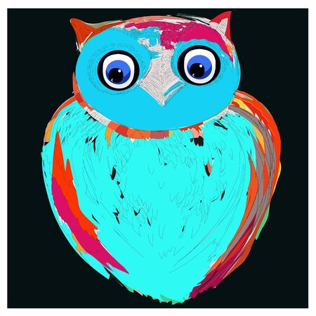 Colorful cute cartoon Owl.のイラスト素材