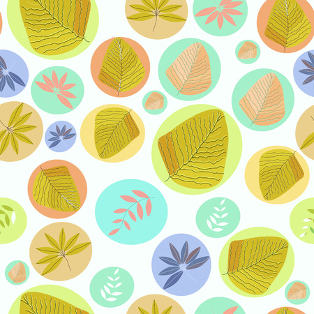 Leaves in gentle colors on a white background. Seamless.のイラスト素材