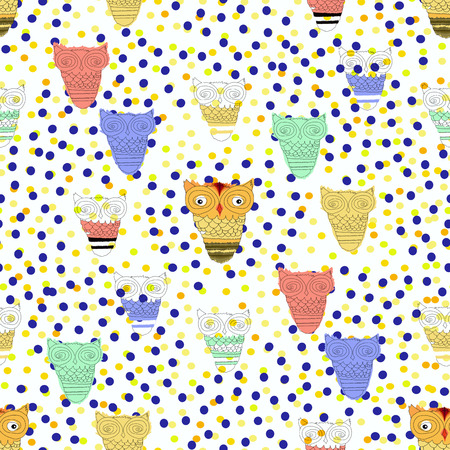 The owl as a symbol of hipsters on a white background. Seamless.のイラスト素材