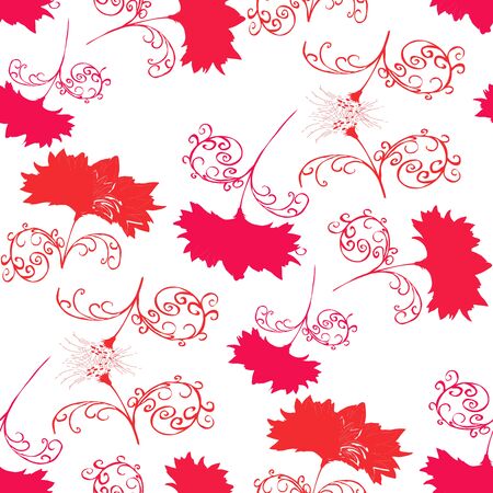 Red flowers on a white background.Seamless.の写真素材