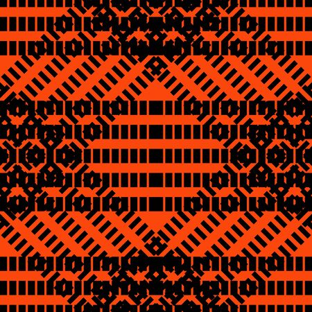 Black squares and stripes on an orange background.Seamless.の写真素材