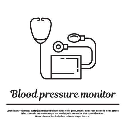 graphic set of icons in flat, contour, thin and linear design.Pressure measurement. Manual manometer. Concept infographic for Web site, app. Sign, symbol, emblem.のイラスト素材