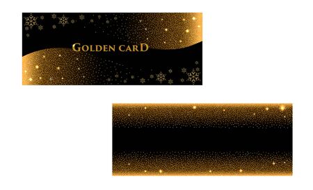 Vector banners and cards gold sparkles on black background. Gold background text. Banners voucher, store, present, shopping, sale, logo, web, card, vip, exclusive, certificate, gift, luxury, privilegeのイラスト素材