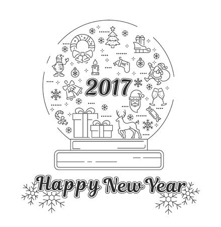 Vector graphic set. Silhouette, logo, icon. Christmas, New Year. Linear, flat, contour, thin, design. App, Web site template, infographic. Concept of Christmas sign. Element, emblem, symbol.のイラスト素材