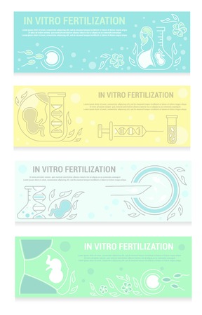 Set of linear design Artificial insemination.Horizontal header.Simple isolated icon.Concept illustration for Web site app.Sign,symbol,emblem.のイラスト素材