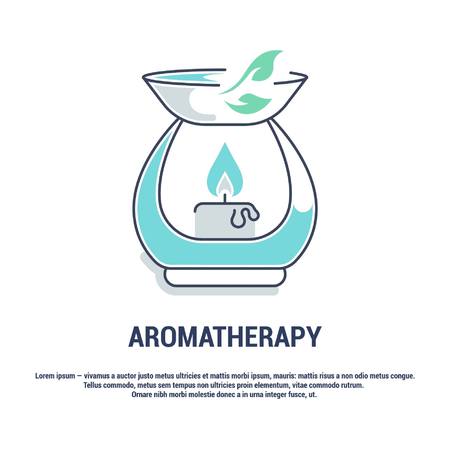 Vector graphic set. Isolated Icons in flat, contour, thin, minimal and linear design. Aroma therapy. Accessory for aromatherapy. Concept simple illustration for Web site. Sign, symbol, element.のイラスト素材