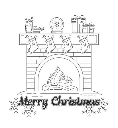 Vector graphic set. Silhouette, logo, icon. Christmas, New Year. Linear, flat, contour, thin, design. App, Web site template, infographic. Concept of Christmas sign. Element, emblem, symbol.のイラスト素材