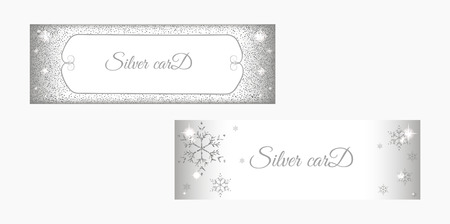 Vector set silver banner on white background. Silver and platinum card for flyers, web, vip, certificate, gift, shopping, and others premium goods.のイラスト素材