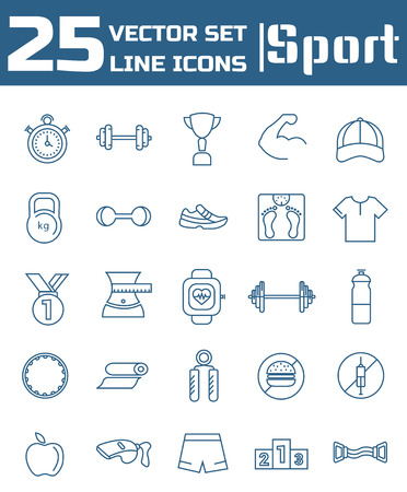 Vector set of line icons on the theme of sports.のイラスト素材