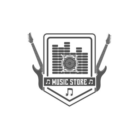 Vector. A music shop. Template, element, sign, label, for print, advertising.のイラスト素材