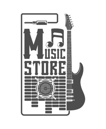 Vector. A music shop. Template, element, sign, label, for print, advertising.のイラスト素材