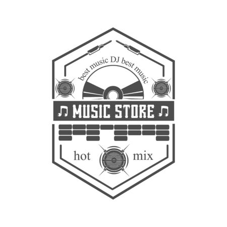 Vector. A music shop. Template, element, sign, label, for print, advertising.のイラスト素材