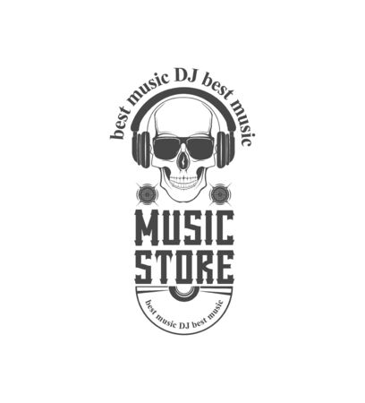 Vector. A music shop. Template, element, sign, label, for print, advertising.のイラスト素材