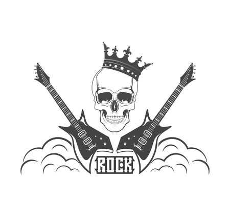 Vector  concept. Template with rock guitars for poster, banner. Rock festival poster. Graphic design. Emblem, element, poster,template, symbol, label, sign.のイラスト素材