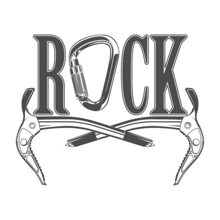 Vector graphic concept. Climbing equipment. active lifestyle. Symbol emblem, element, print.のイラスト素材