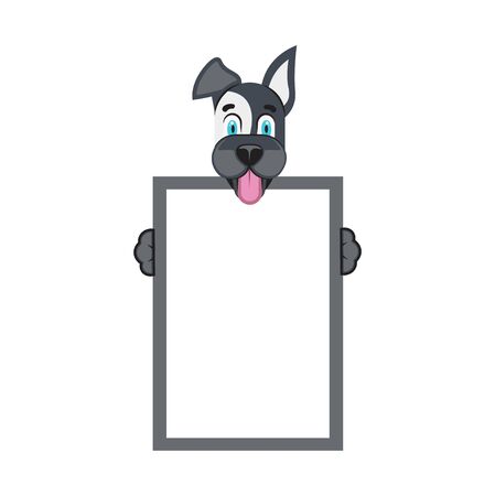 Vector. Dog with frame. Concept of pet label template or frame for business photo.のイラスト素材
