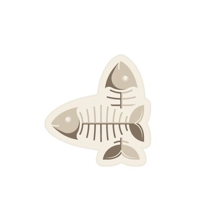 Vector illustration. Sticker. Fish bone Two crossed fish. The template for the goods pet shop, pet...