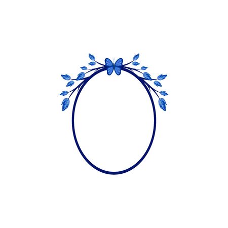 Vector concept photo frame with a butterfly. Blank template to decorate the image and photo. Modern elegant graphic design.のイラスト素材