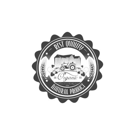 Vector organic food. The concept of a sign of quality healthy food. Farm Organic Productsのイラスト素材