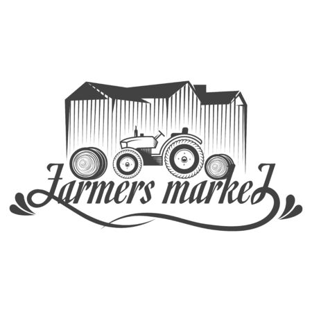 Vector organic food. Farm Organic Products The concept of a sign of quality healthy food. Natural eco nutrition. Farm products shop.のイラスト素材