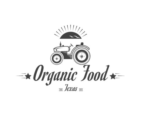 Vector organic food. Farm Organic Products The concept of a sign of quality healthy food. Natural eco nutrition. Farm products shop.のイラスト素材