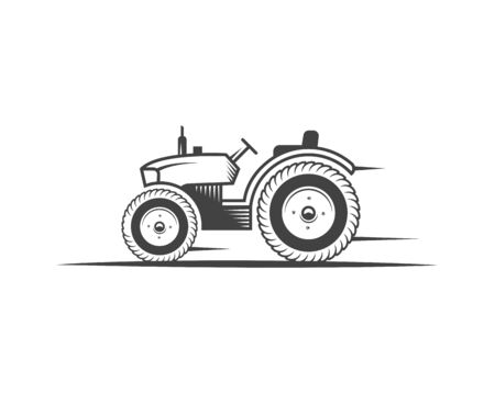 Vector tractor. Harvesting machine. Icon symbol, emblem, element. engineering, auto parts, agriculture.のイラスト素材