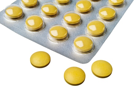Round pills isolated on a white background