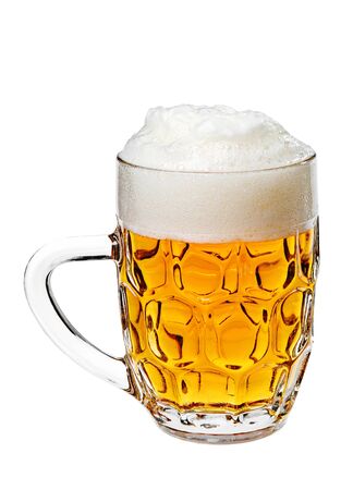 Beer in a glass isolated on whiteの写真素材
