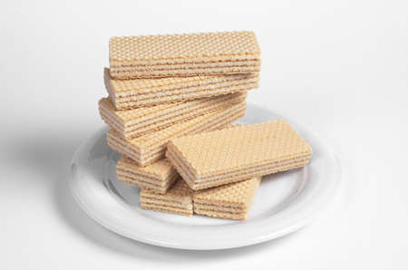 Wafers in plate on a white background close upの写真素材