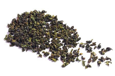 Chinese tea Tieguanyin scattered on a white background
