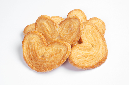 Easy french palmier cookies on white background close upの写真素材