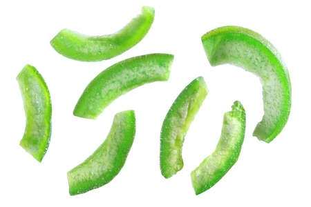 Group of candied dried pomelo isolated on white backgroundの写真素材