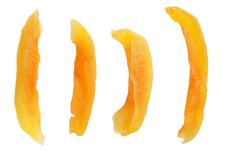 Group of candied dried melon isolated on white backgroundの写真素材