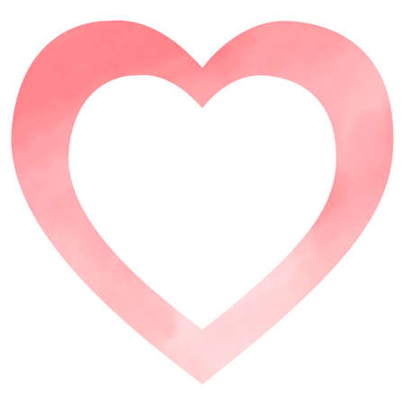 Heart shaped watercolor frame. Isolated element on a white background. Pink color. Drawn by hands. It can be used for postcards decoration, decoration.の写真素材
