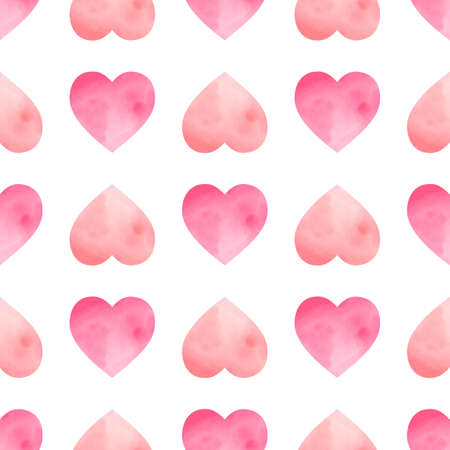 Seamless pattern with watercolor hearts. Hand drawn illustration. A cute, delicate print for...