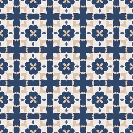 Seamless pattern from square ceramic tiles. Geometric pattern with hearts, flowers and leaves....