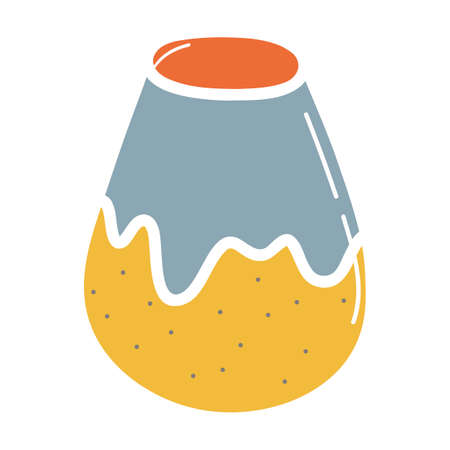 Ceramic cup, earthenware vase, clay dishes. Hand drawn vector illustration. Isolated element on a white backgroundのイラスト素材