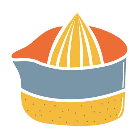 Ceramic juicer, earthenware dish, handmade clay dishes. Hand drawn vector illustration. Isolated element on a white background.のイラスト素材