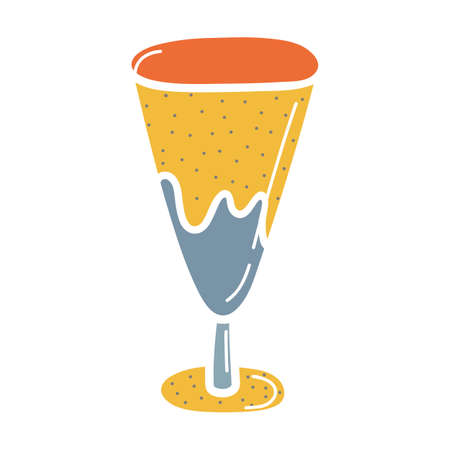 Ceramic goblet or glass, faience dish, handmade clay dishes. Hand drawn vector illustration. Isolated element on a white backgroundのイラスト素材