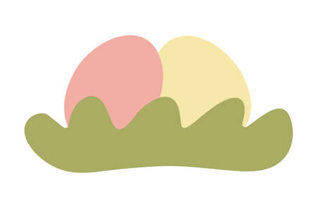 Silhouettes of Easter Eggs in the grass. Hand drawn isolated vector element. Illustration on a transparent backgroundのイラスト素材