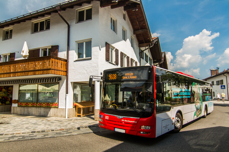 Mittenwald, Germany, Bavaria - August 2018 Cityscape in Mittenwald, Bavarian part of Germanyのeditorial素材