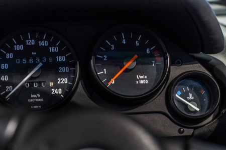 Dashboard of a sport car from museumの写真素材